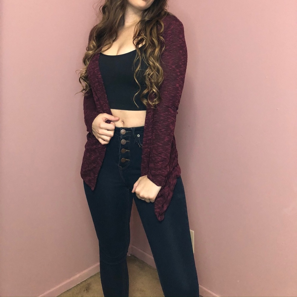 Red Multi-Toned Cardigan w/ Pockets